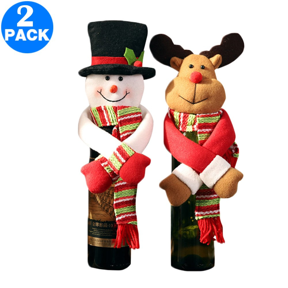 2 X Christmas Wine Bottle Covers Style 2 and Style 3
