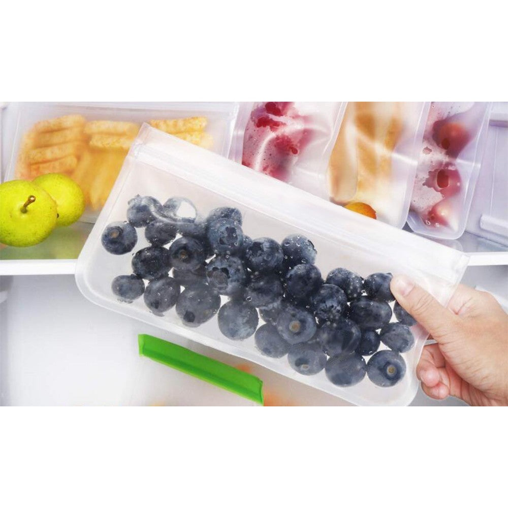 10Pcs Reusable PEVA Food Storage Bag Zip Lock Eco friendly Snack Bags 21x12cm 21x18cm