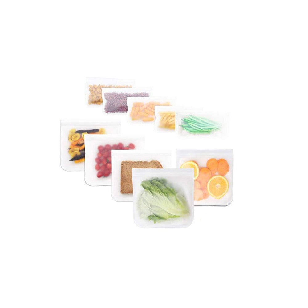 20Pcs Reusable PEVA Food Storage Bag Zip Lock Eco friendly Snack Bags 21x12cm 21x18cm