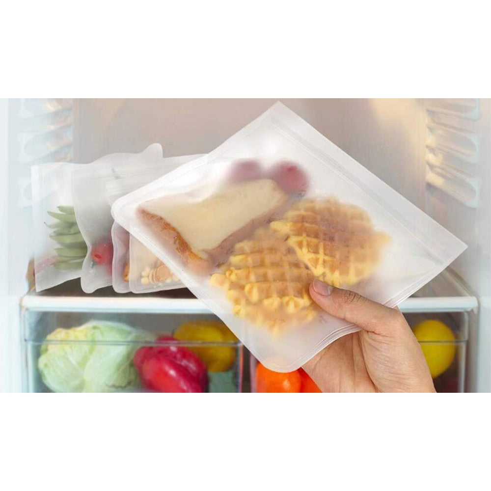 10Pcs Reusable PEVA Food Storage Bag Zip Lock Eco friendly Snack Bags 21x12cm 21x18cm