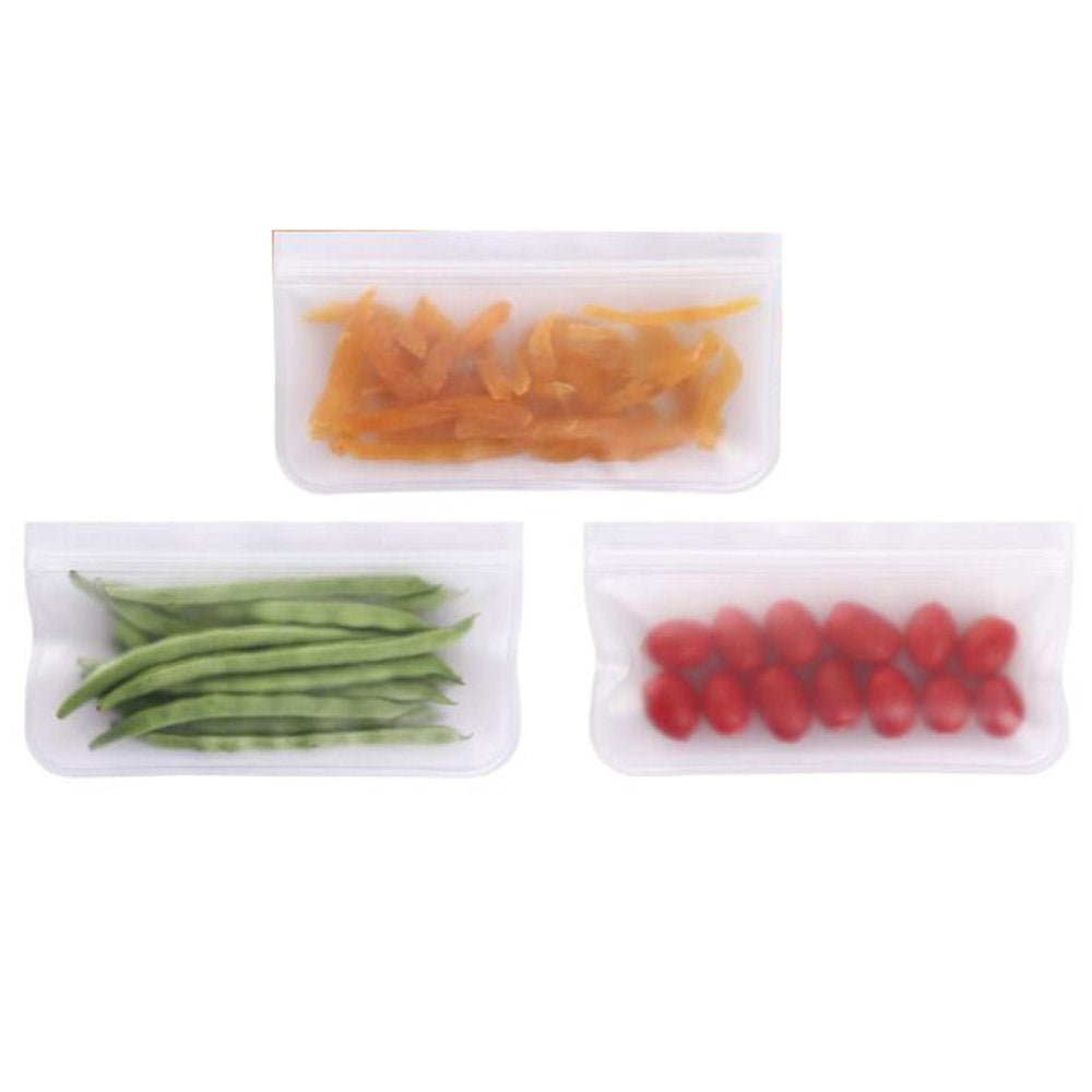 3Pcs Reusable PEVA Food Storage Bag Zip Lock Eco friendly Snack Bags 21x12cm