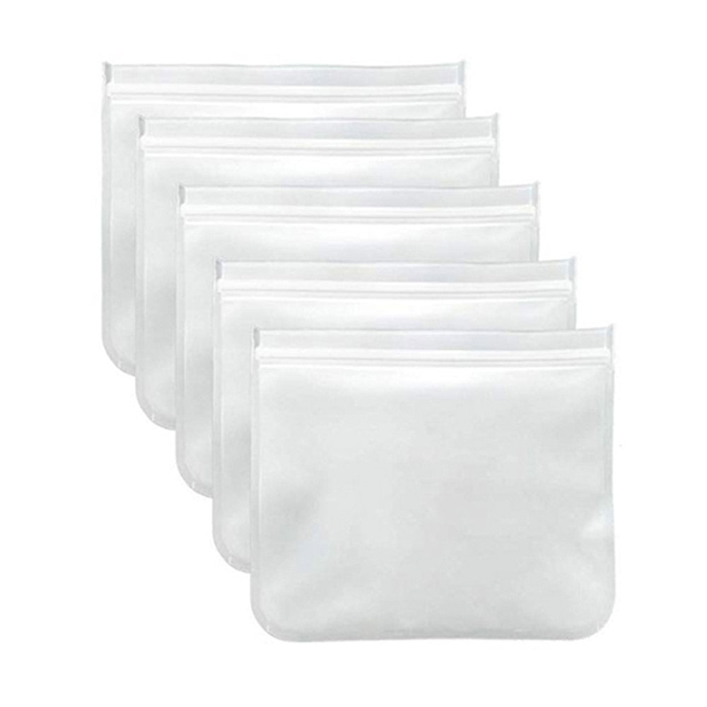 5Pcs Reusable PEVA Food Storage Bag Zip Lock Eco friendly Snack Bags 21x18cm