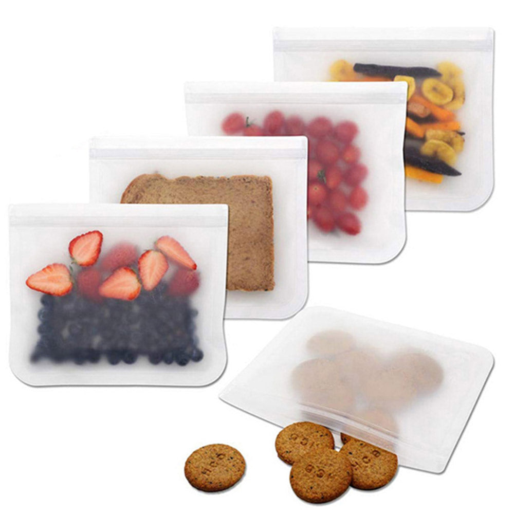 5Pcs Reusable PEVA Food Storage Bag Zip Lock Eco friendly Snack Bags 21x18cm