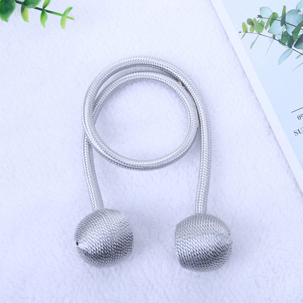 2X Home Decor Magnetic Ball Curtain Tiebacks-Light grey