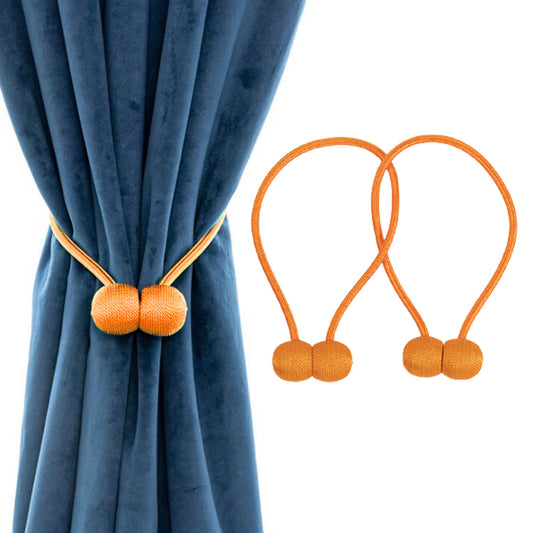 2X Home Decor Magnetic Ball Curtain Tiebacks-Orange