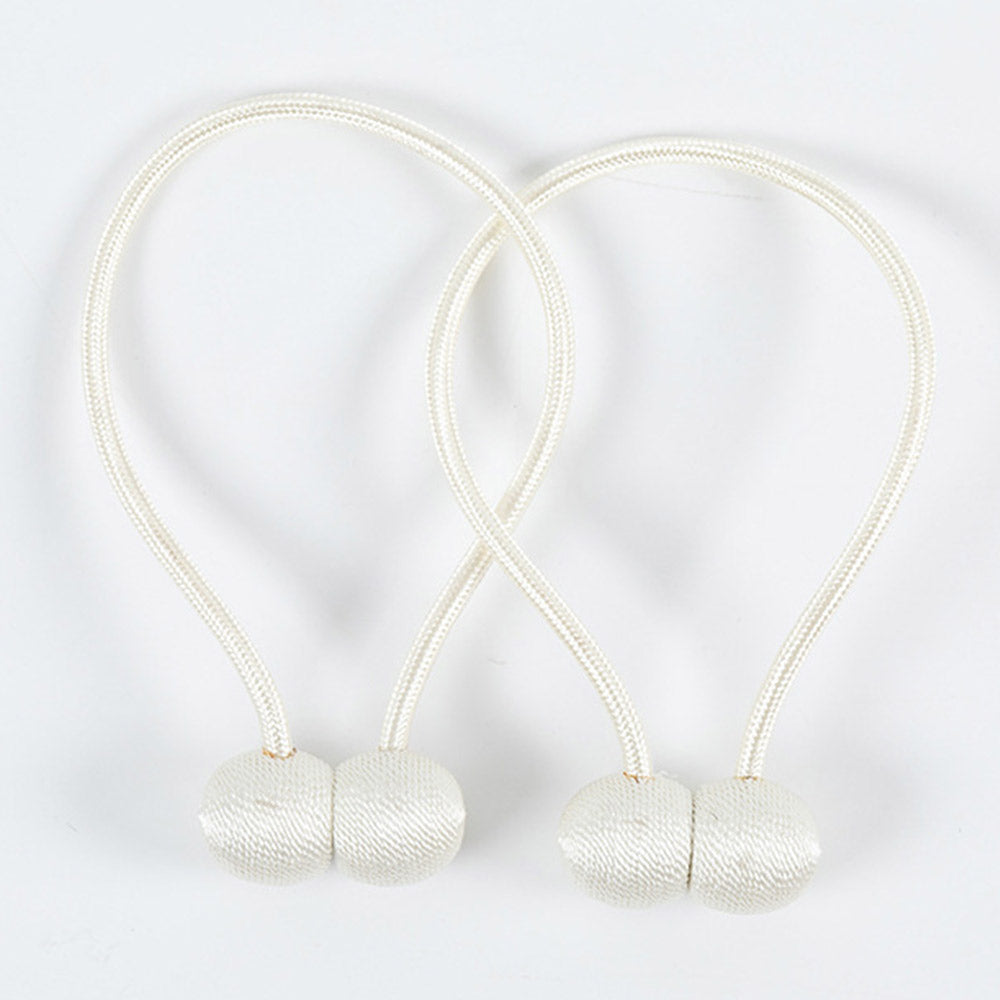 2X  Home Decor Magnetic Ball Curtain Tiebacks-White