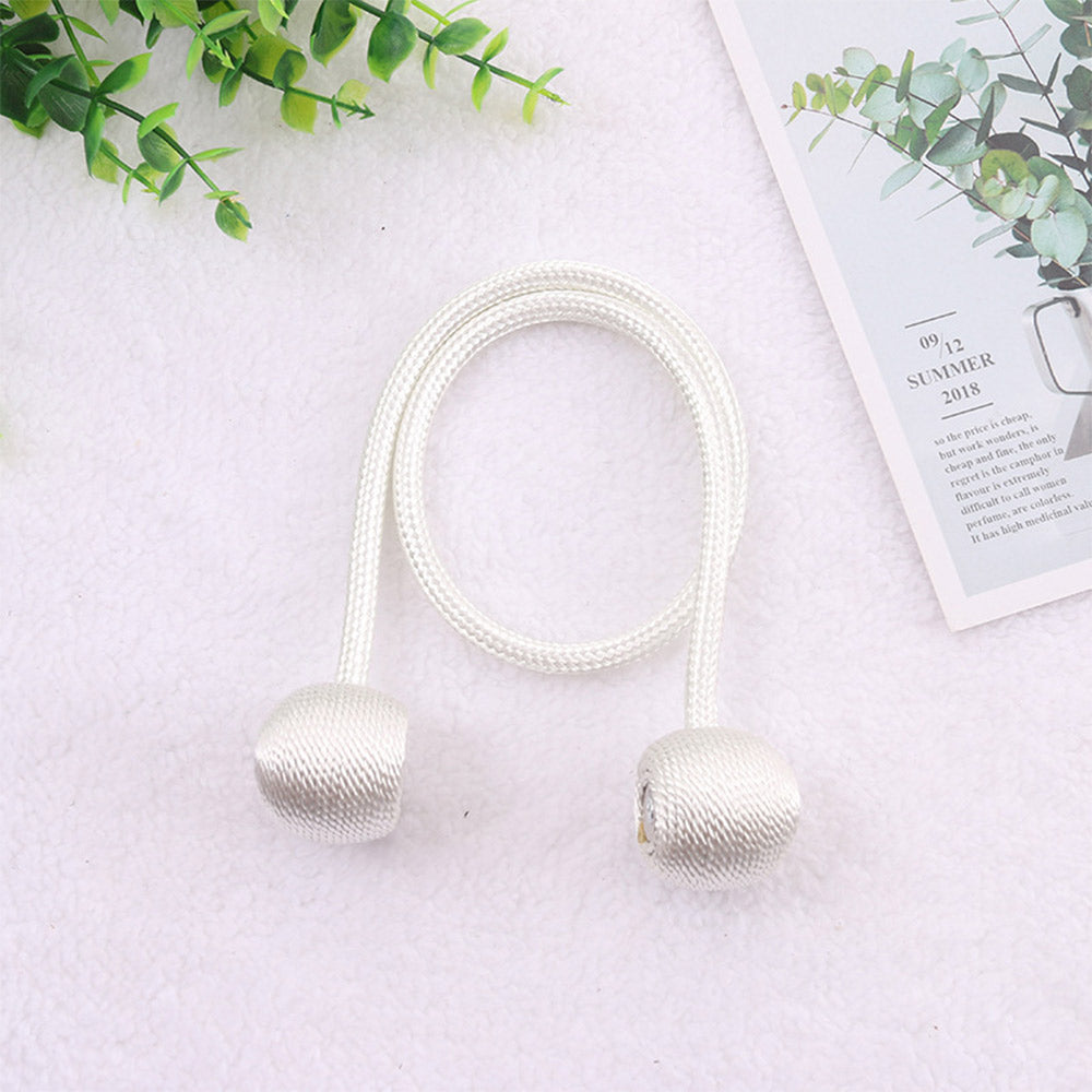 2X  Home Decor Magnetic Ball Curtain Tiebacks-White
