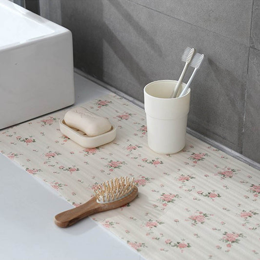 30cm x 300cm Home Kitchen Shelf Drawer Liner Drawer Mat Flower