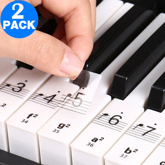 2 X Piano Practice Keyboard Note Chart Stickers Sets for White Keys 61 88 KEY