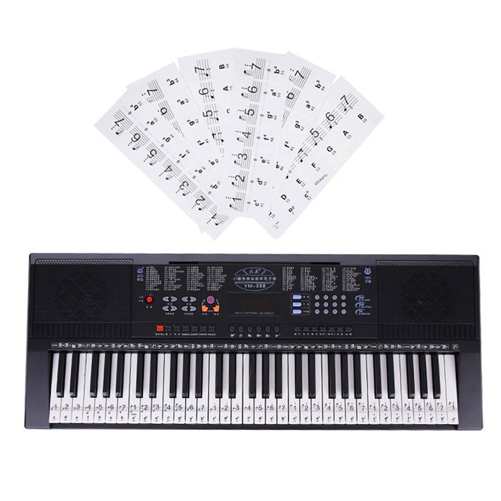 2 X Piano Practice Keyboard Note Chart Stickers Sets for White Keys 61 88 KEY