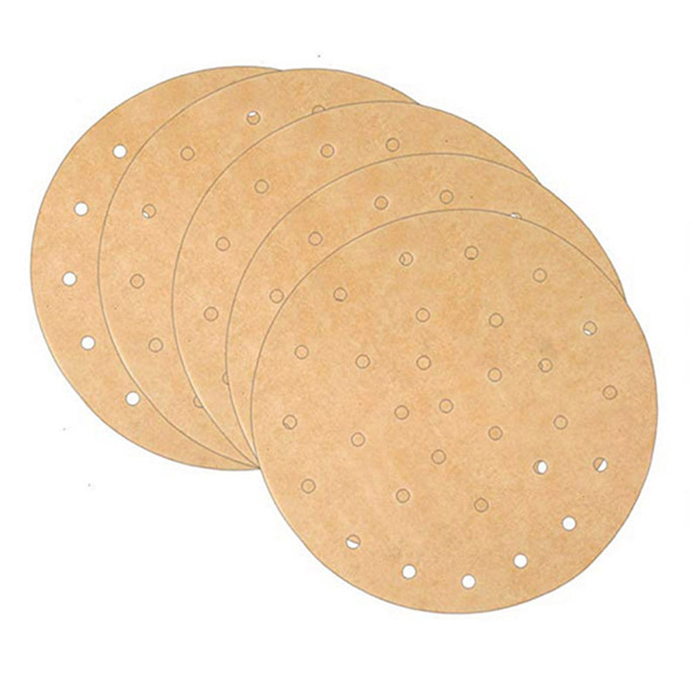 100 PCS Kitchen18CM Non-Stick Liners for Air Fryers-Circular-Khaki