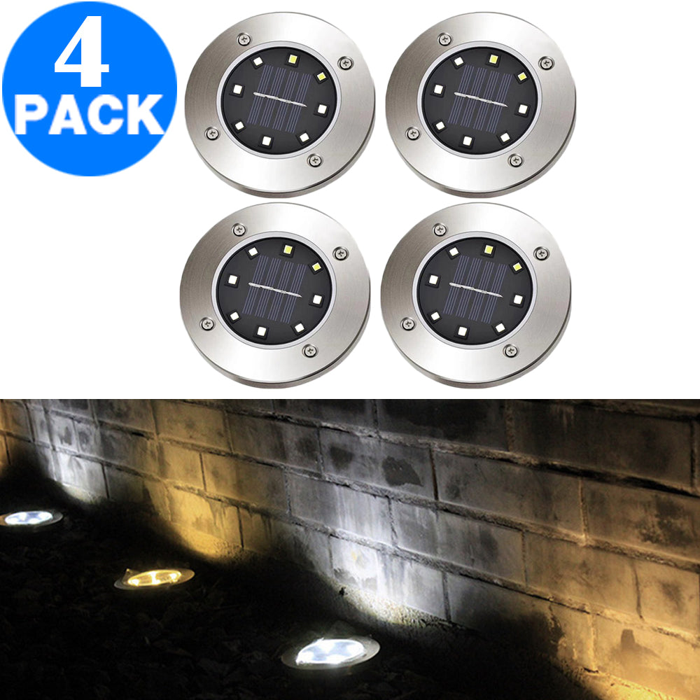 4pcs Garden LED Solar Power Ground Lights- White