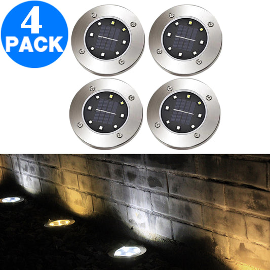 4pcs Garden LED Solar Power Ground Lights- White