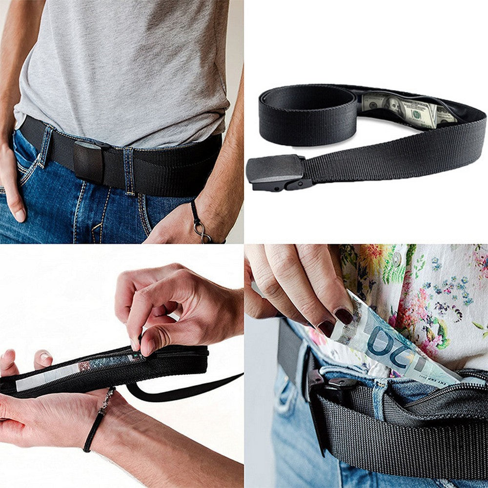 2 Pack Unisex Travel Security Hidden Pocket Belts Black and Army Green