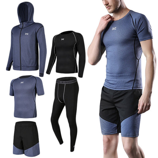 5Pcs Mens Tracksuit Set Dark Blue