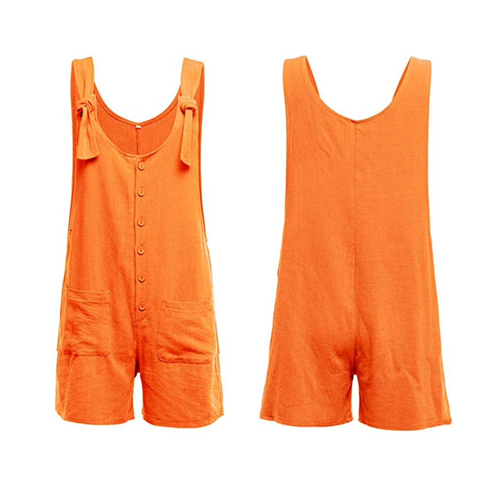 XS Tie Strap Slant Pocket Women Jumpsuit-Orange