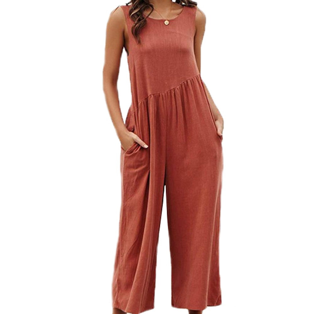 Women Sleeveless Jumpsuit Red