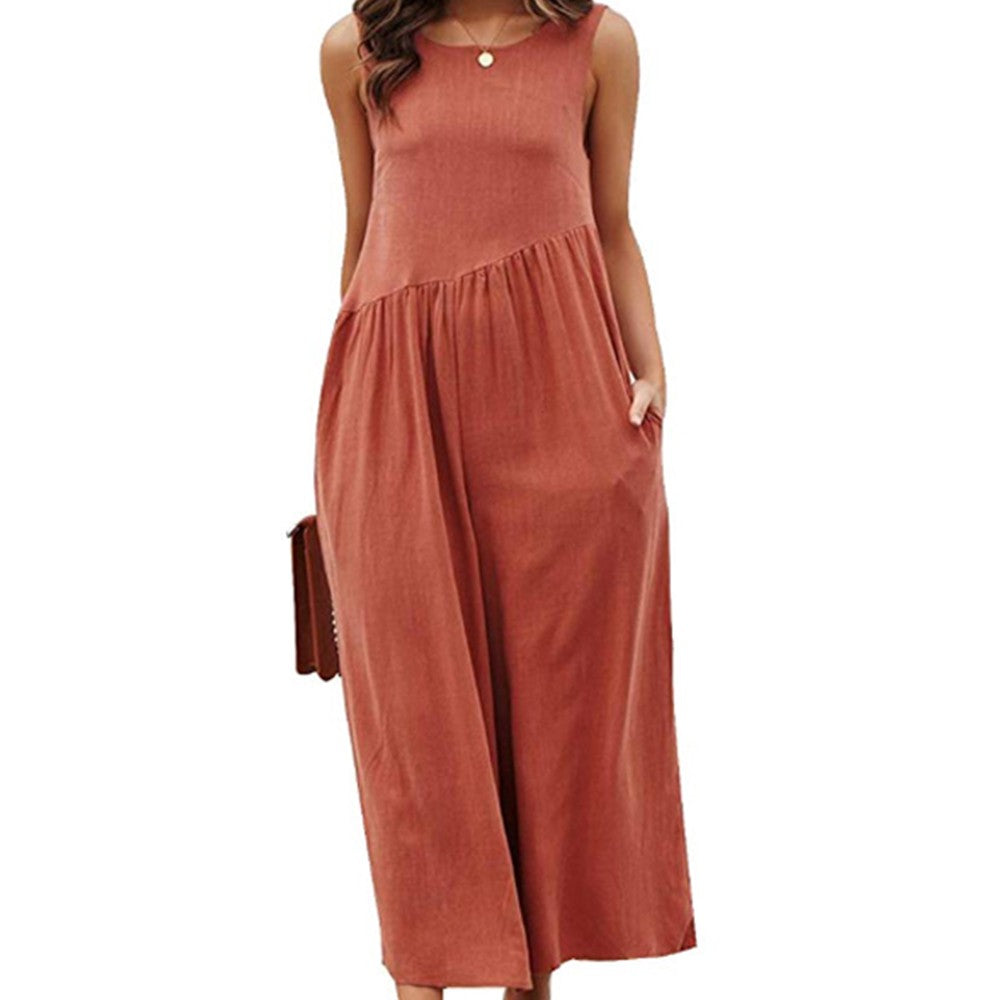 Women Sleeveless Jumpsuit Red