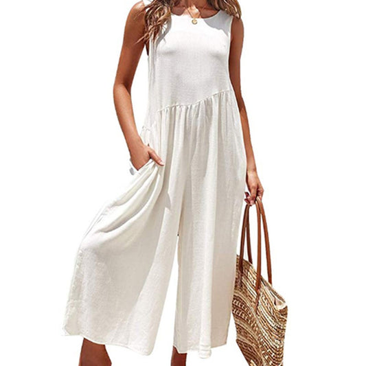 Women Sleeveless Jumpsuit White