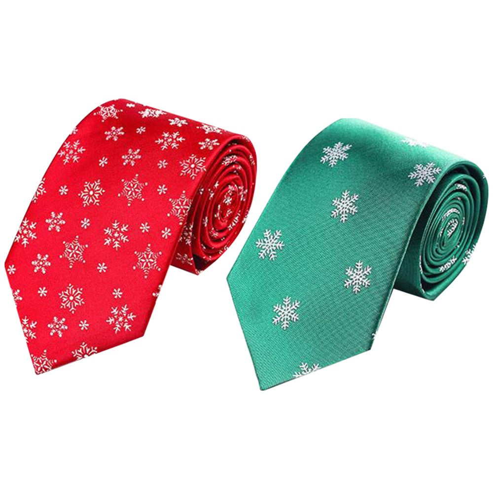 2 X Christmas Tie Holiday Season Neckties Green and Red