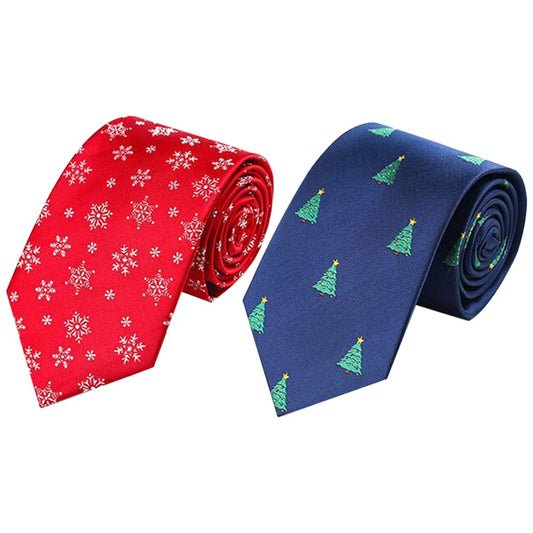 2 X Christmas Tie Holiday Season Neckties Navy and Red