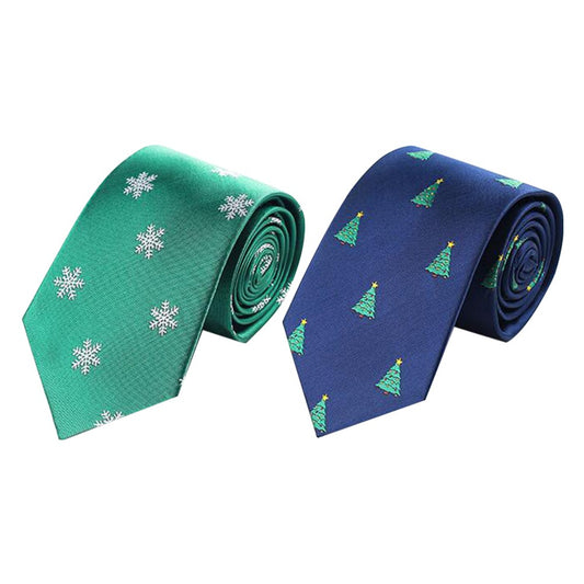 2 X Christmas Tie Holiday Season Neckties Green and Navy