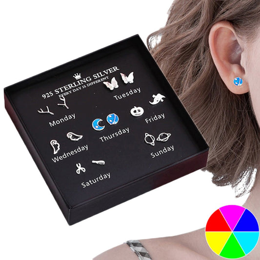 One Week Earrings Set With Gift Box