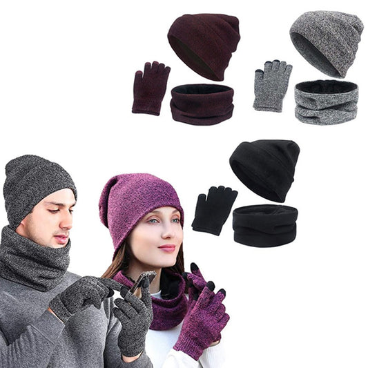 Knitting Gloves Cap Scarf Set