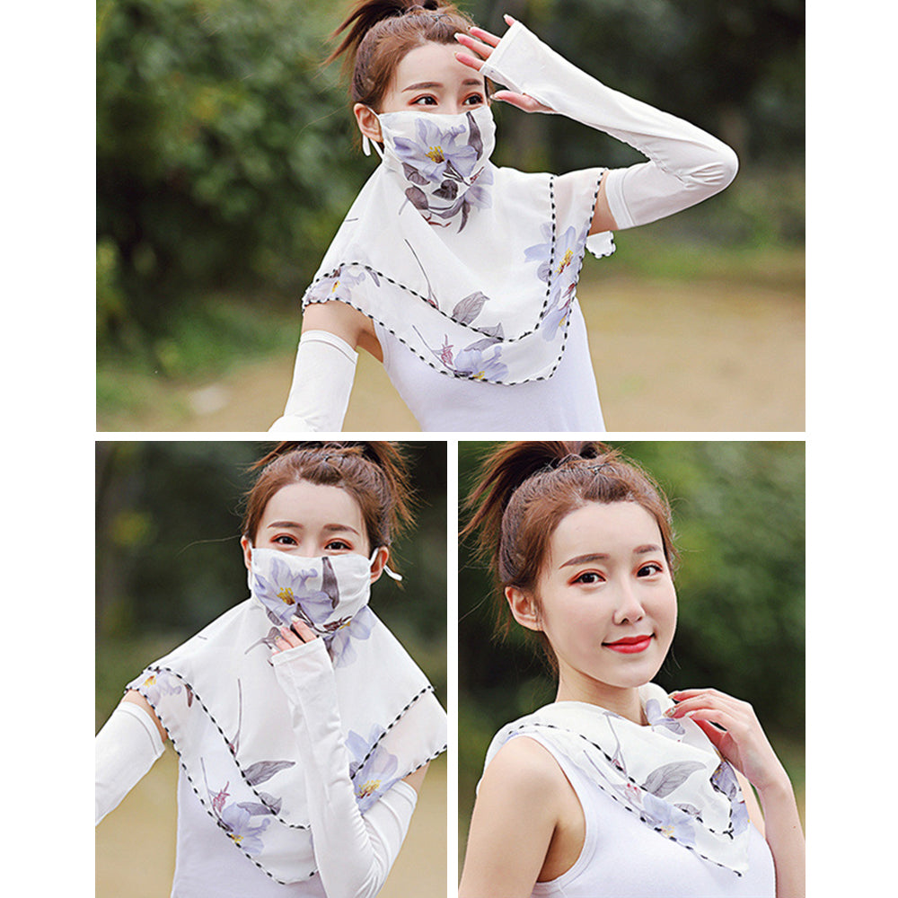 2pcs Flower Print Lightweight Scarves Women-White