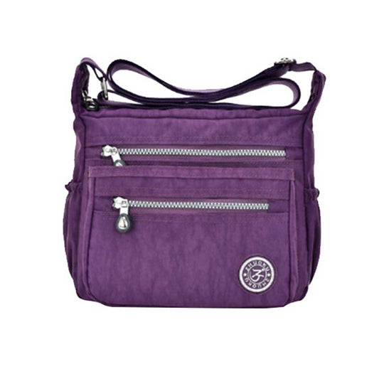 Purple Womens Crossbody Water Resistant Nylon Shoulder Bag