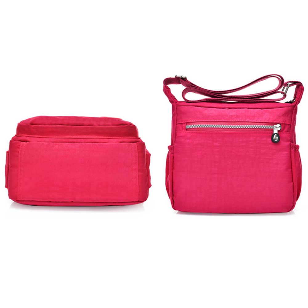 Rose Red Womens Crossbody Water Resistant Nylon Shoulder Bag