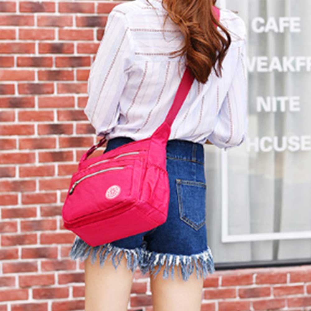 Rose Red Womens Crossbody Water Resistant Nylon Shoulder Bag