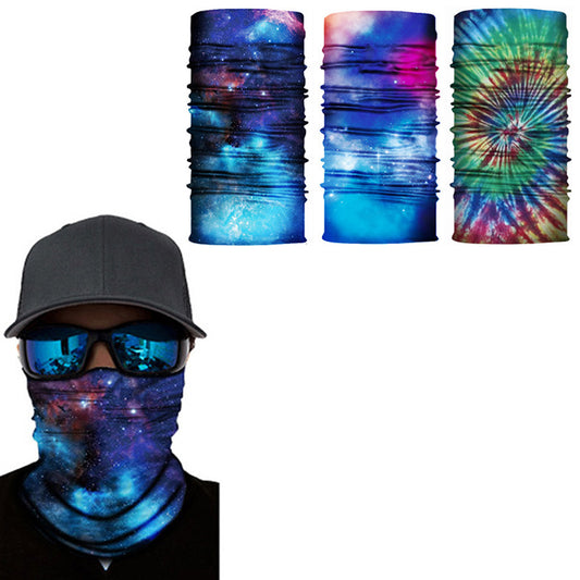 3 X Blue Green Navy Galaxy Printed Reusable Cycling Mask Scarf