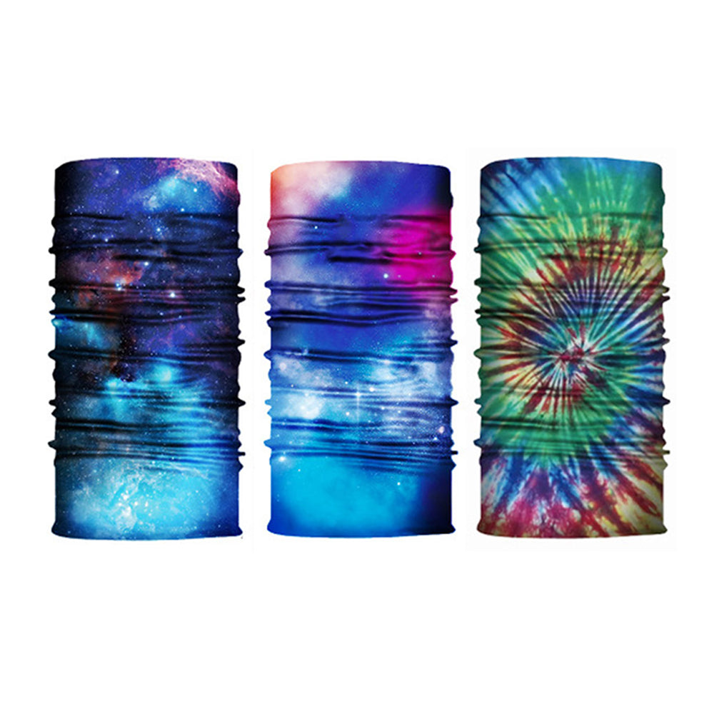 3 X Blue Green Navy Galaxy Printed Reusable Cycling Mask Scarf