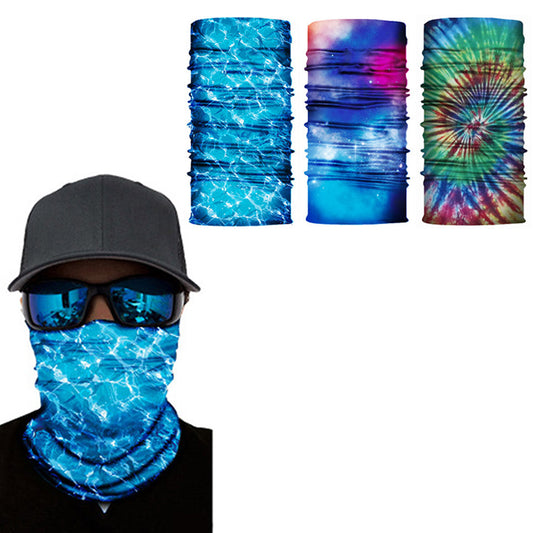 3 X Green Blue Light Blue Galaxy Printed Reusable Cycling Mask Scarf