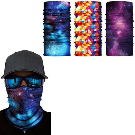 3 X Navy Purple Yellow Galaxy Printed Reusable Cycling Mask Scarf