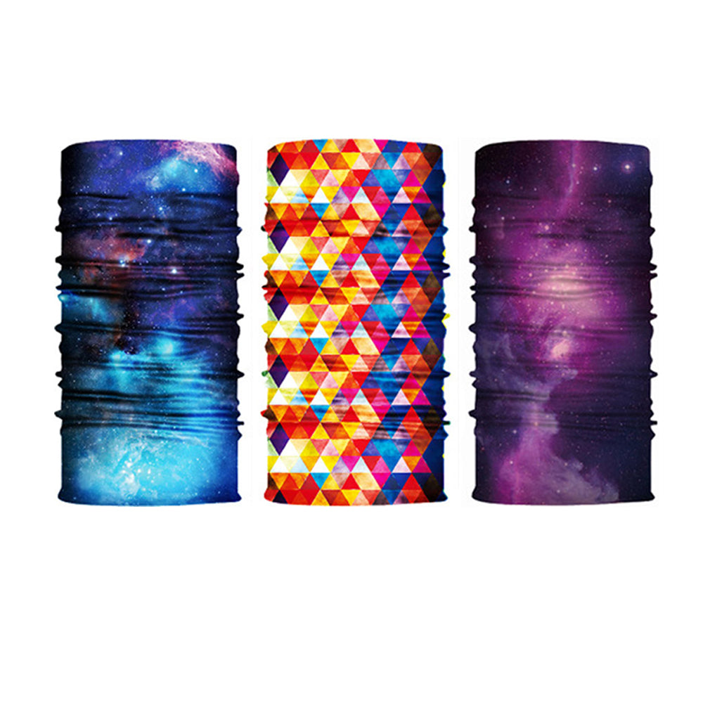 3 X Navy Purple Yellow Galaxy Printed Reusable Cycling Mask Scarf