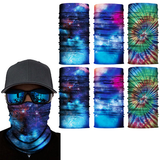 6 X Blue Green Navy Galaxy Printed Reusable Cycling Mask Scarf