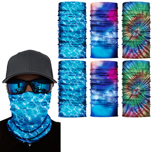 6 X Green Blue Light Blue Galaxy Printed Reusable Cycling Mask Scarf
