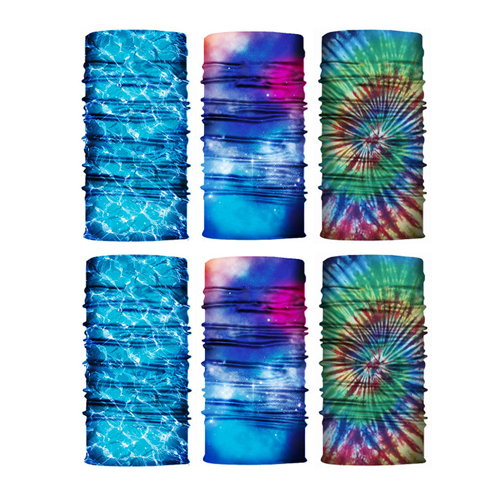 6 X Green Blue Light Blue Galaxy Printed Reusable Cycling Mask Scarf