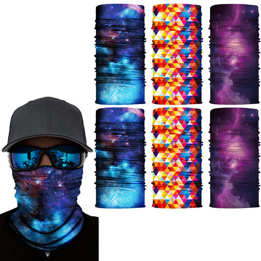 6 X Navy Purple Yellow Galaxy Printed Reusable Cycling Mask Scarf