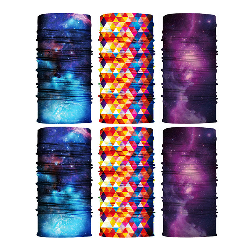 6 X Navy Purple Yellow Galaxy Printed Reusable Cycling Mask Scarf