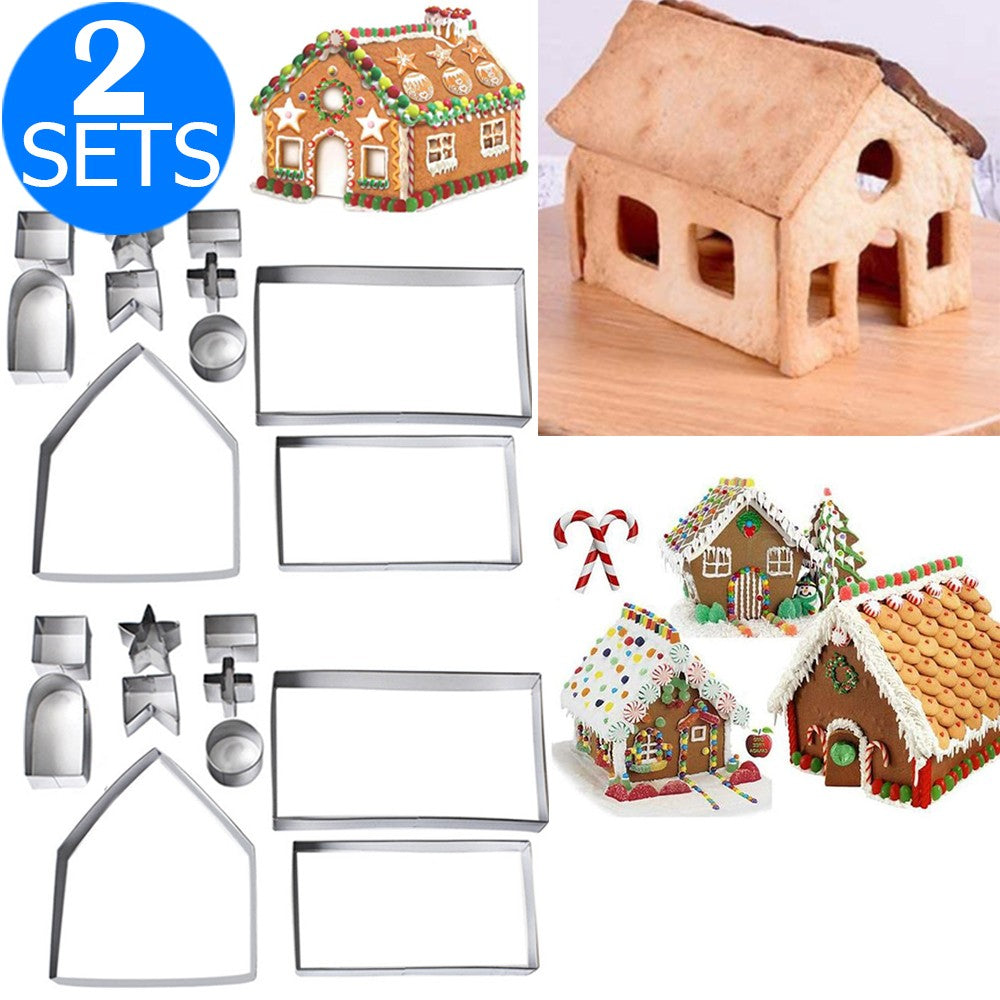 20 Pieces Christmas Gingerbread House Stainless Steel Biscuit Molds
