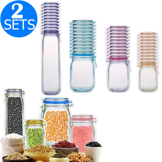 40Pcs Reusable Mason Jar Ziplock Bags