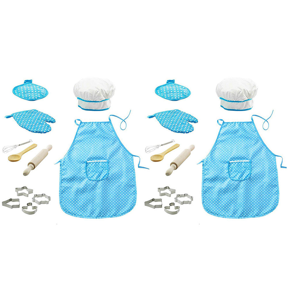 2 X Kids Kitchen Toy Cooking and Baking Set Blue