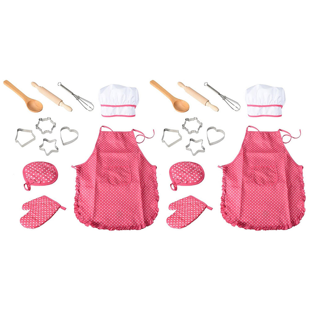 2 X Kids Kitchen Toy Cooking and Baking Set Rose Red
