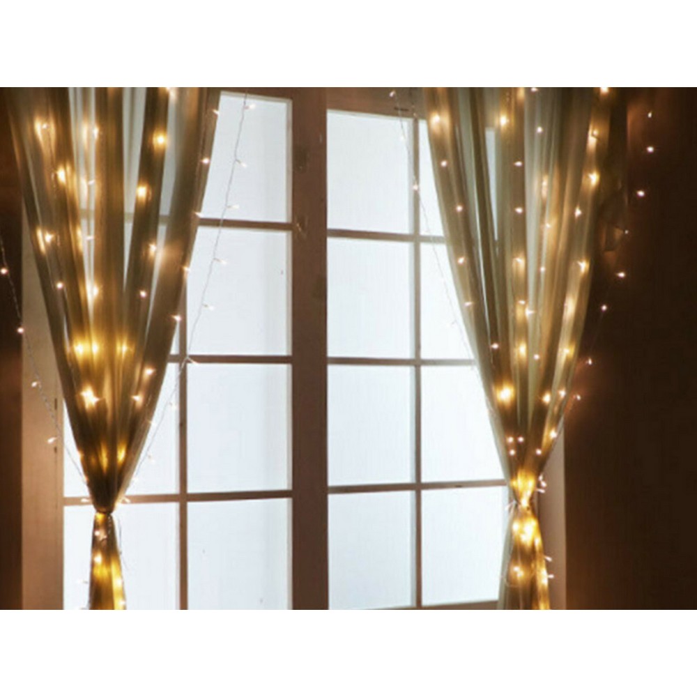 2X 3M Curtain Lights Remote Control 300LED Curtain Lights Wedding String Lights Fairy String Lights Warm White