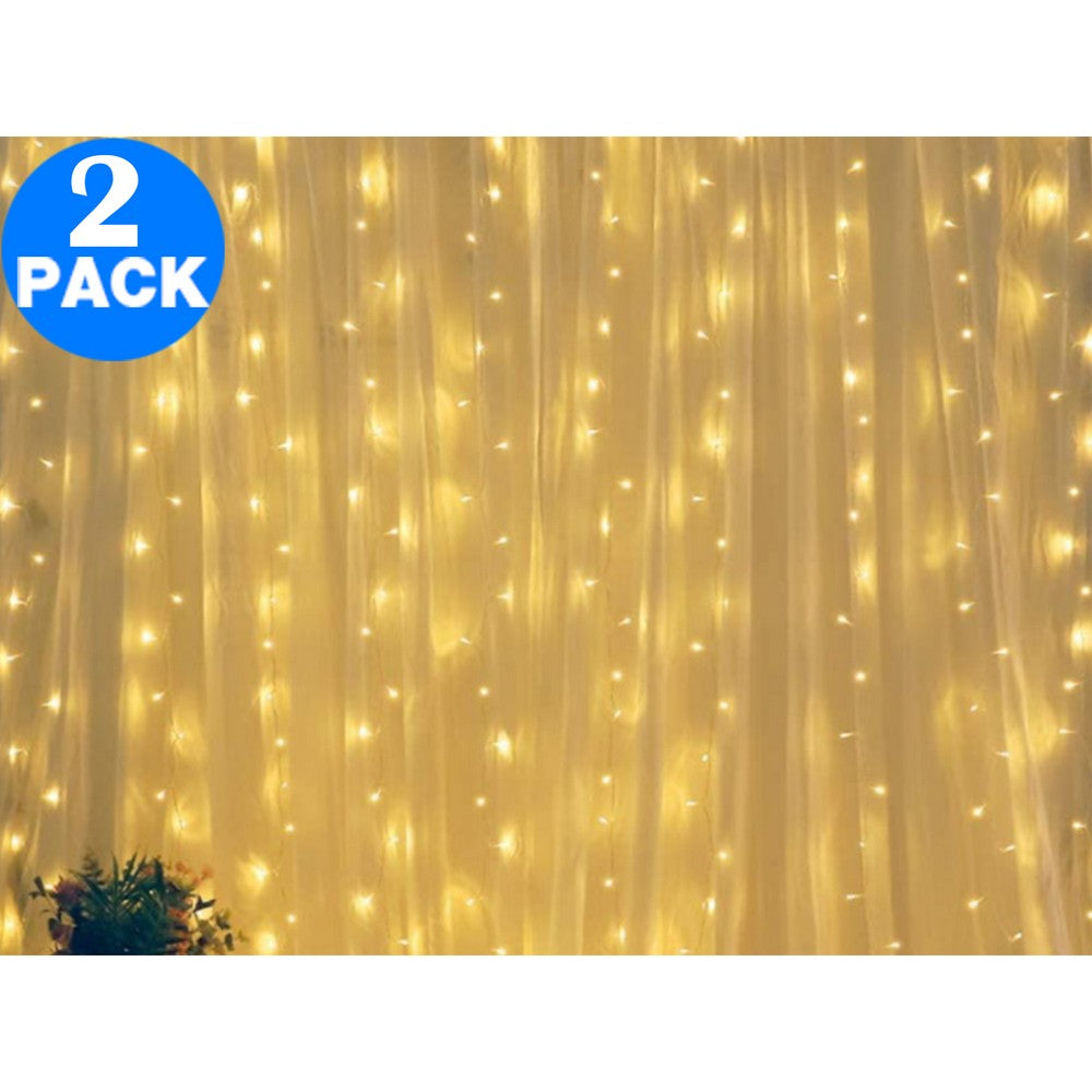 2X 3M Curtain Lights Remote Control 300LED Curtain Lights Wedding String Lights Fairy String Lights Warm White