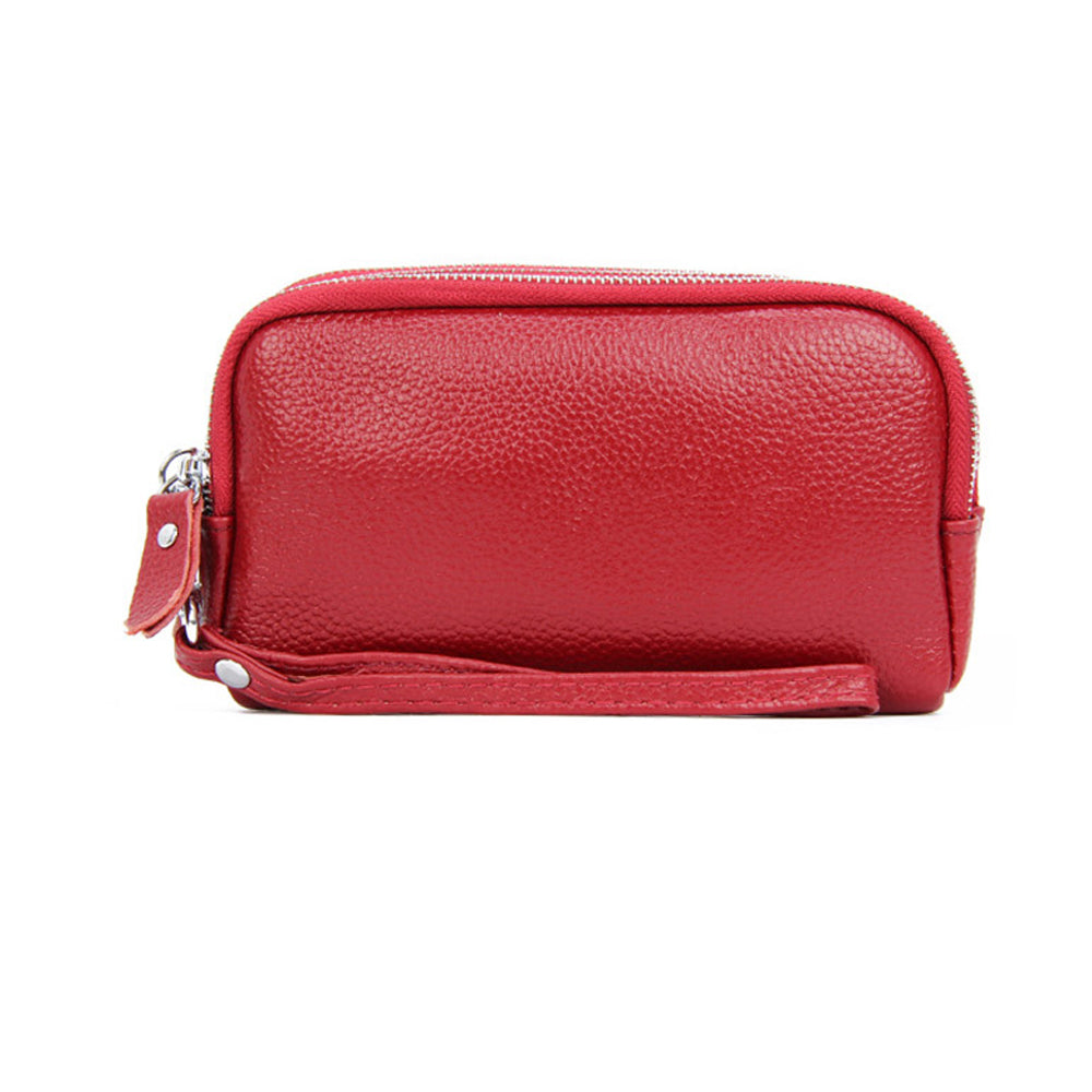 2 X Black Red 3 Compartments Women's Genuine Leather Wallet Clutch Purse