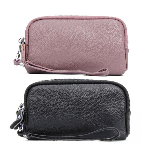 2 X Black Purple 3 Compartments Women's Genuine Leather Wallet Clutch Purse